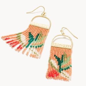 NWT Spartina 449 Bitty Bead Earrings 18k Gold Plated Pink Green